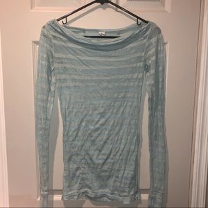 Striped sheer long sleeve athletic shirt
